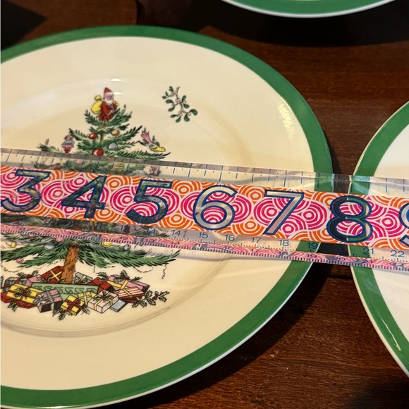 Set of 3 Spode Christmas Tree Salad Plates with Green Trim Seasonal Tableware - Picture 2 of 4